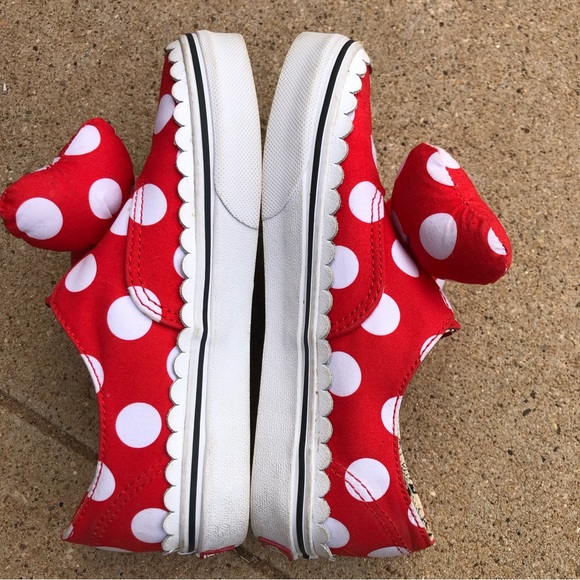 Vans Red and White Polka Dot Kids Sneakers - Picture 4 of 9